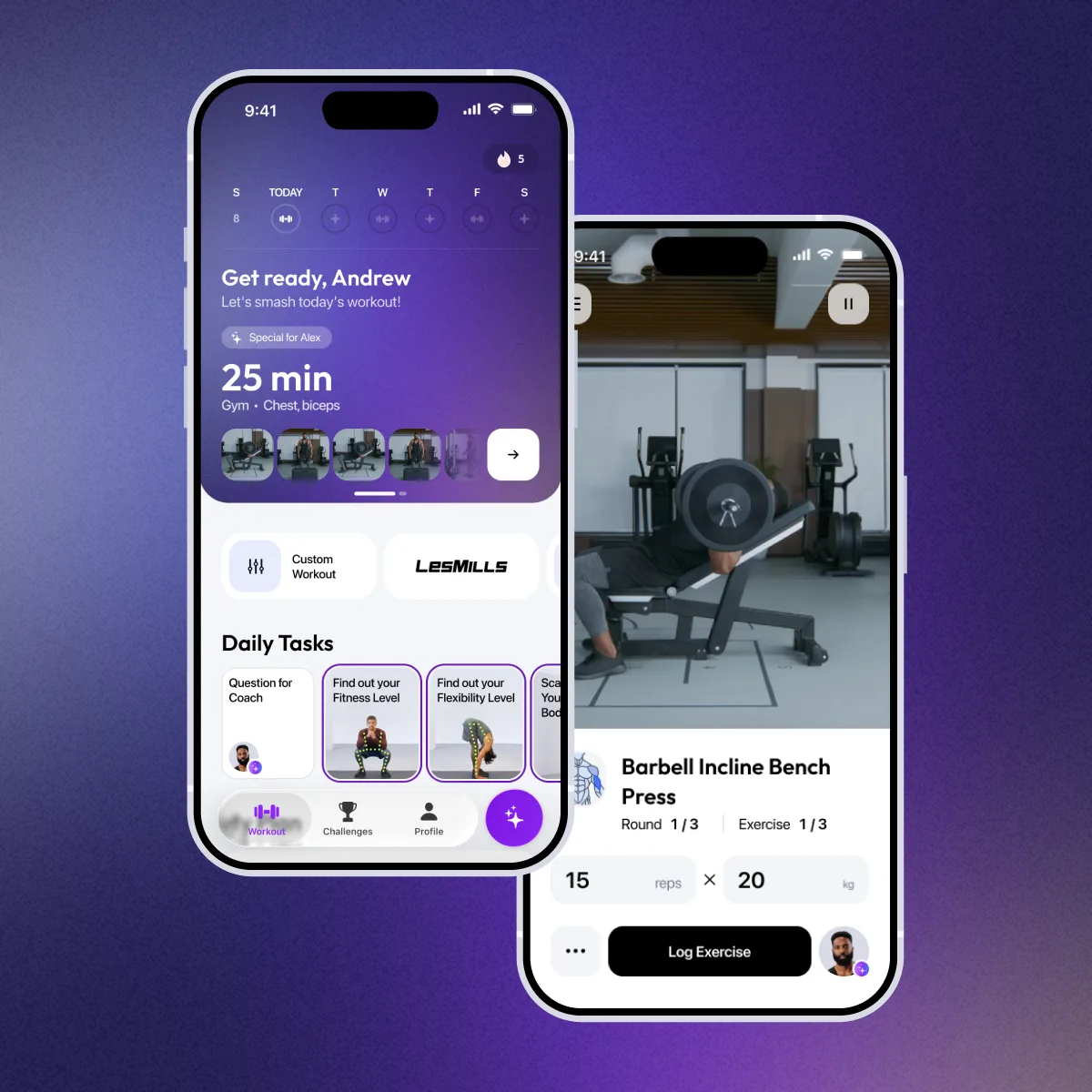 Product overview — onboarding, home screen, and workout flow
