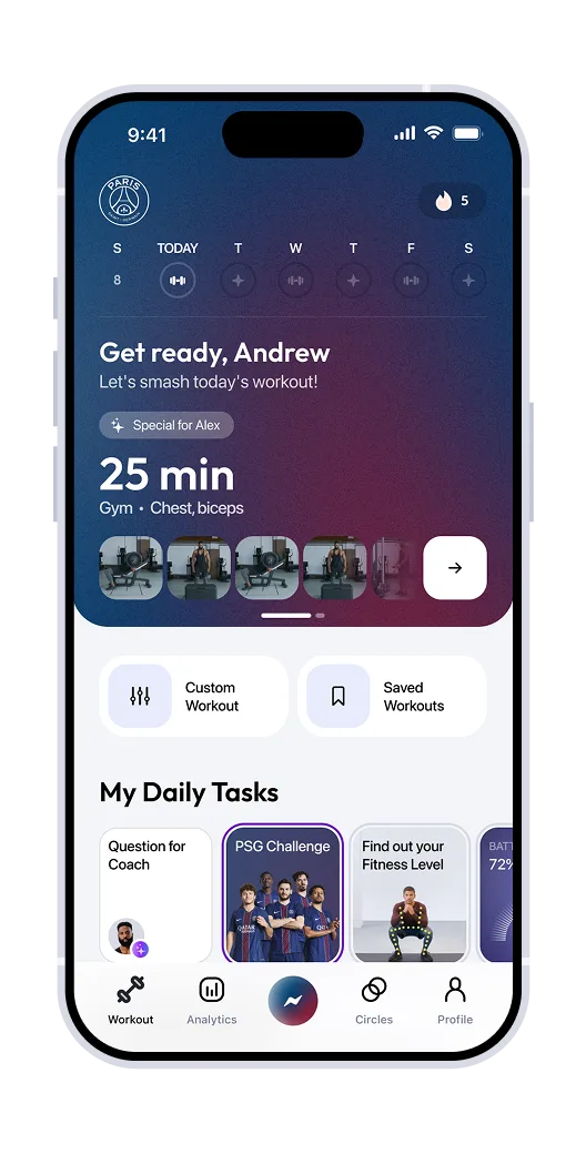 PSG Challenge surfaced in daily tasks on the home screen
